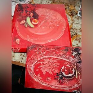 Vintage Mikasa Christmas glass serve ware